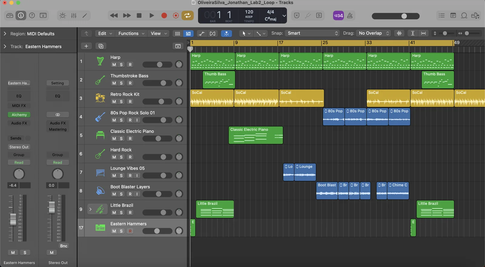 Logic Pro session for the game loop, showing ten tracks